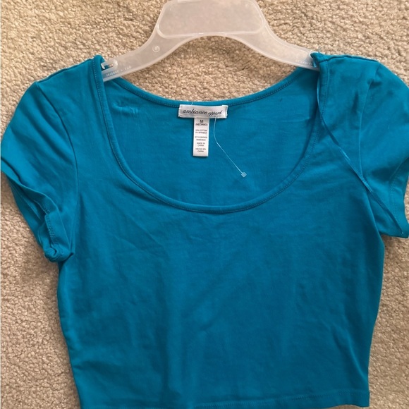 Ambiance Tops - Ambiance Blue Fitted Crop T-Shirt